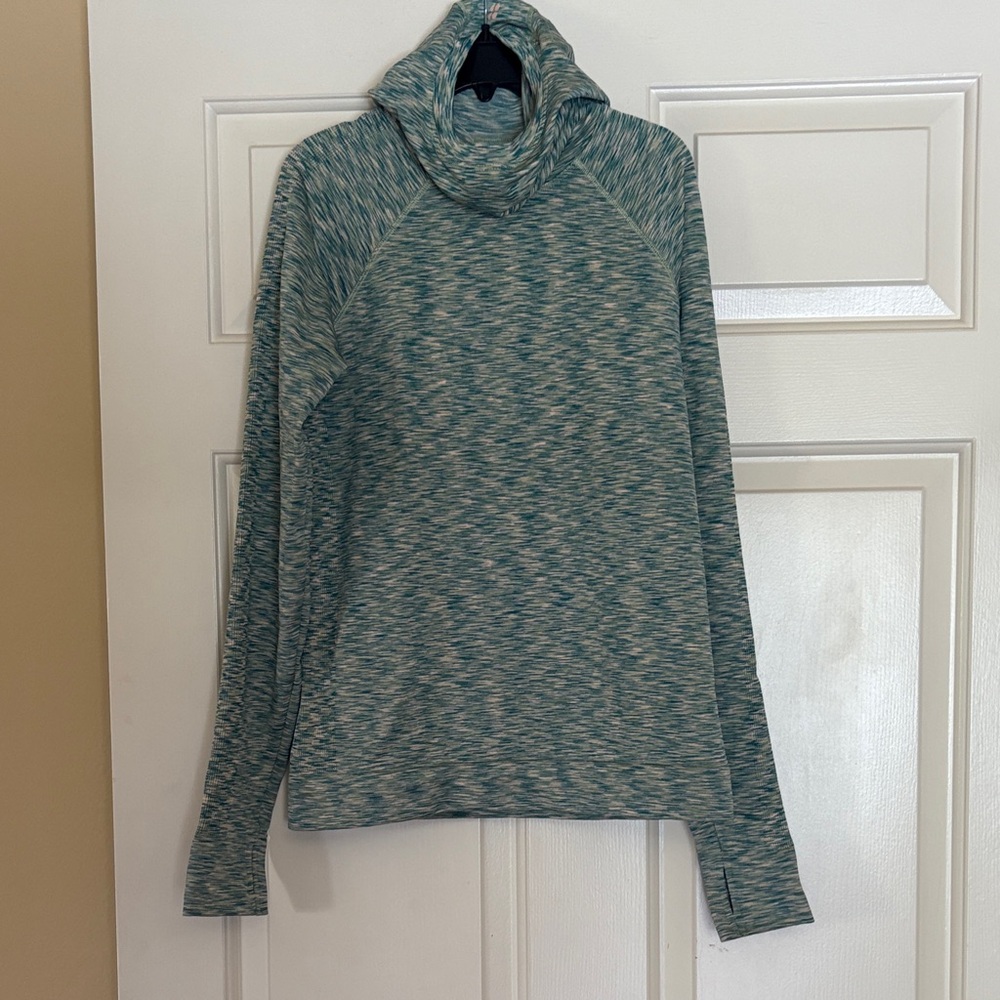 Sweaty Betty Blue Patterned Cowl Neck Sweatshirt